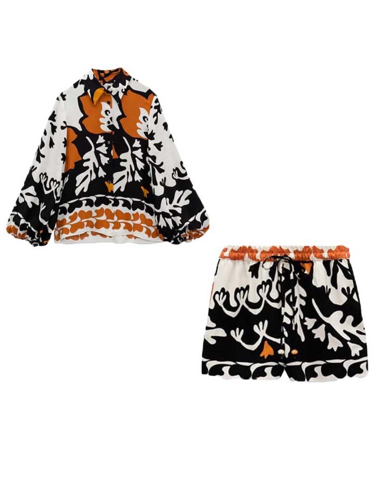 Pants Set Woman 2 Pieces Fashion Printed
