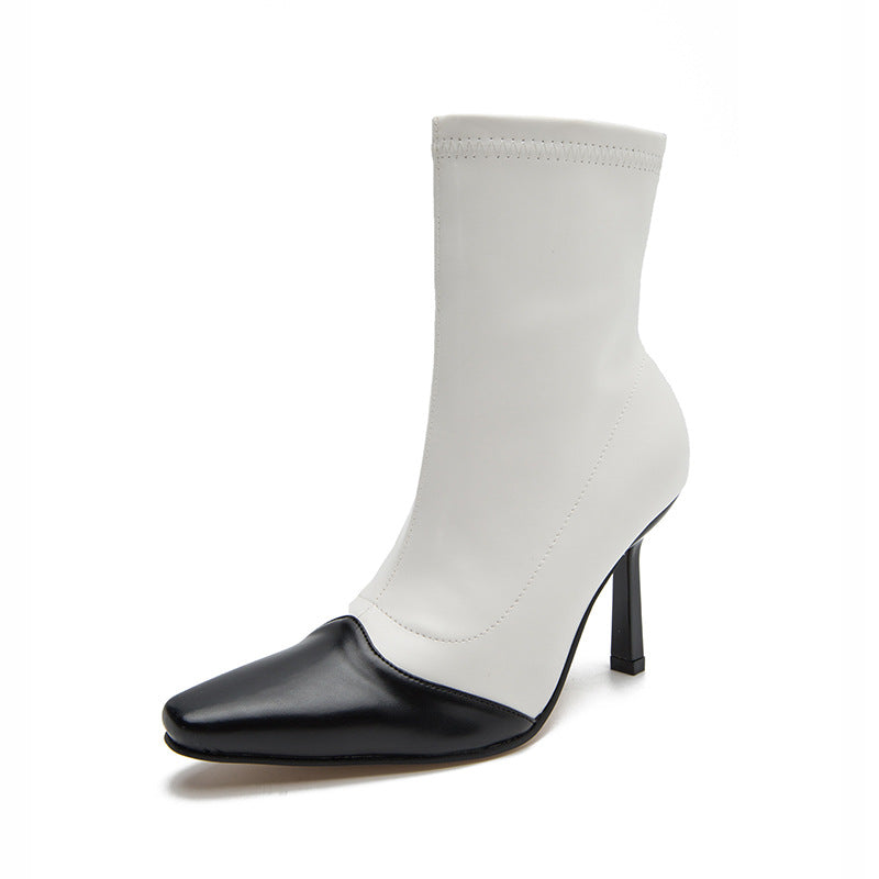 Medium Short Boots For Women In Spring And Autumn New Style Pointed High-Heeled Shoes With Thin Heels Sexy British Style Martin Boots