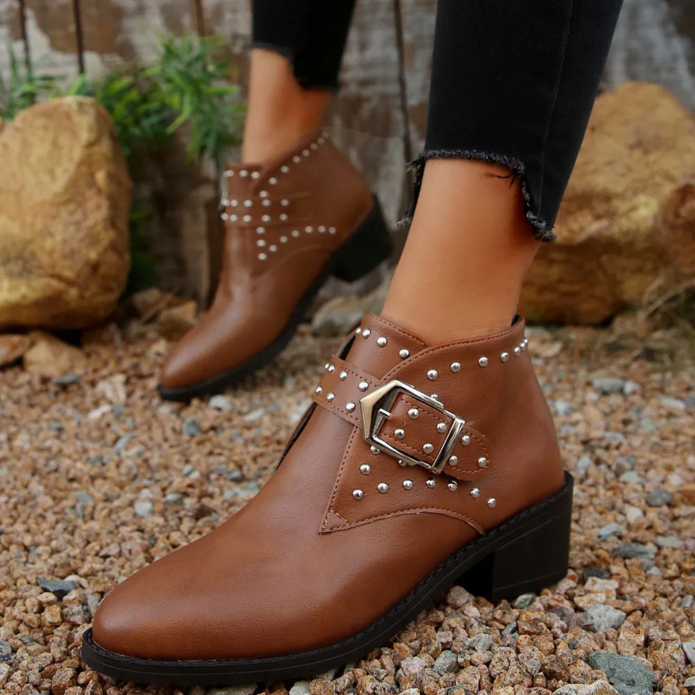 Studded Buckle Chelsea Boots
