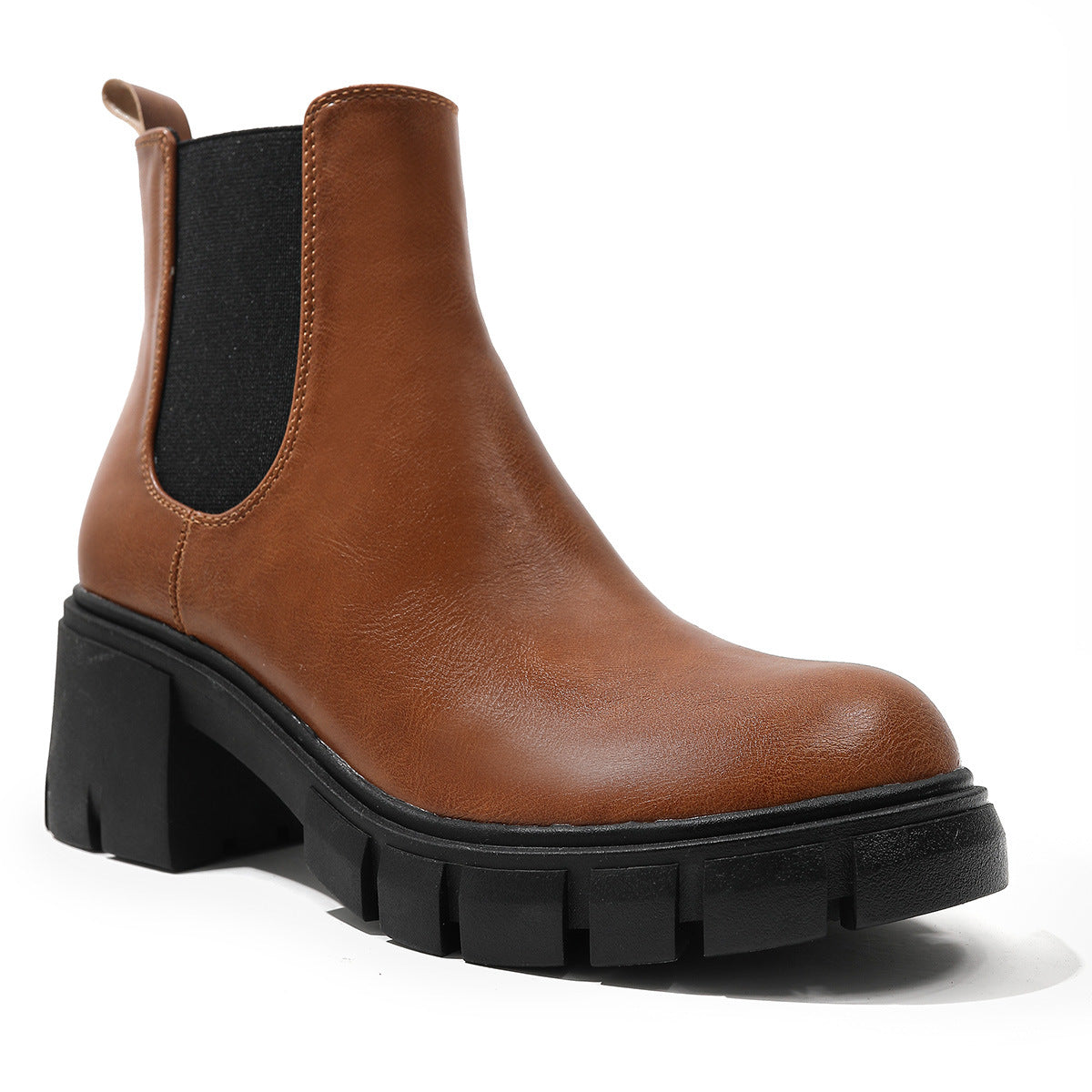 Heavy Heeled Thick Soled Martin Boots New Round Toe Short Boots In Autumn And Winter Large Size 44-35
