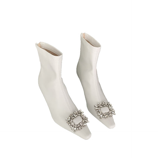 Spring New Pointed Toe Ankle Boots Ladies Eelgant Thin High Heel   Shoes Soft Leather Concise Women Short Boots