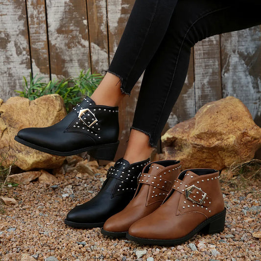 Studded Buckle Chelsea Boots