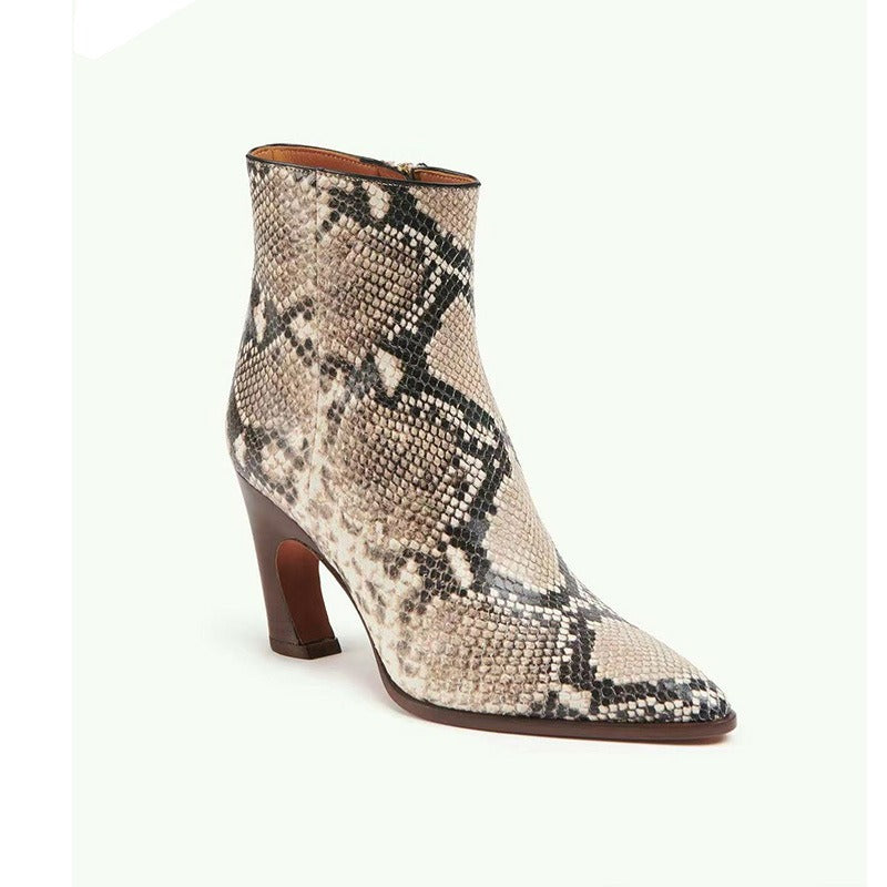 Sexy Pointed Toe Ankle Boots For Women High Heeled Warm Short Shoes Woman Side Zipper Soft Leather Boots