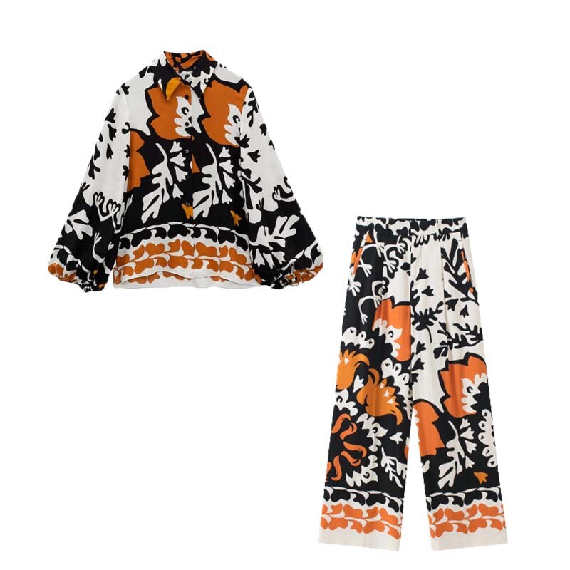 Pants Set Woman 2 Pieces Fashion Printed