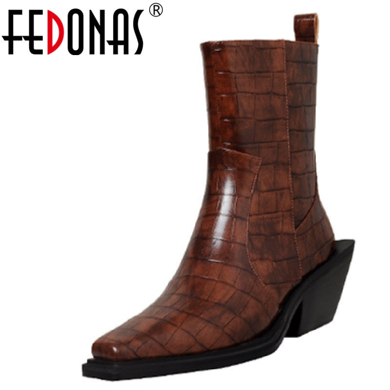 Cool Fashion Women Ankle Boots Square Toe Thick