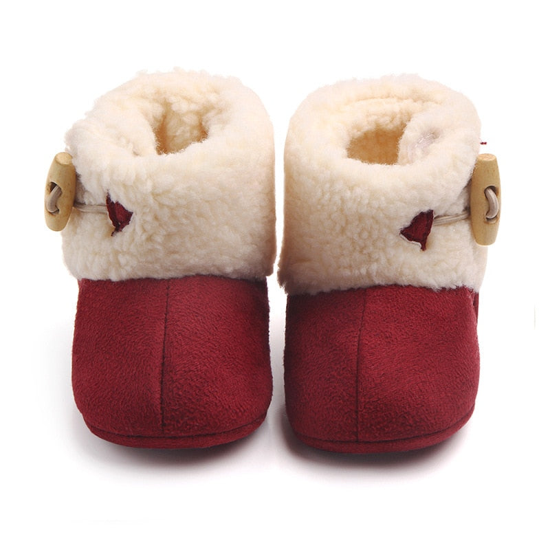 Fashion Winter Baby Boots Infant Girls Boys Warm Ankle Snow Boots Toddler Fur Plush Insole Buckle Boots Shoes