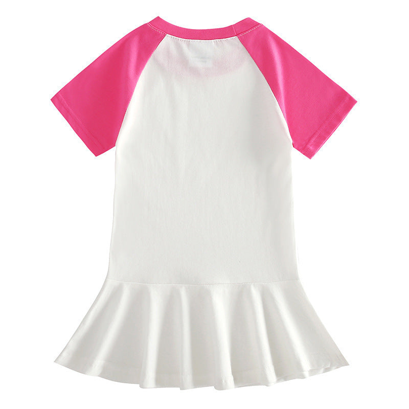 Surprise doll cartoon half sleeved girls' dress