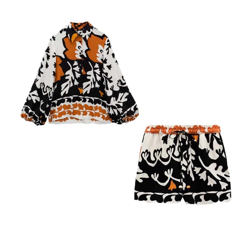 Pants Set Woman 2 Pieces Fashion Printed