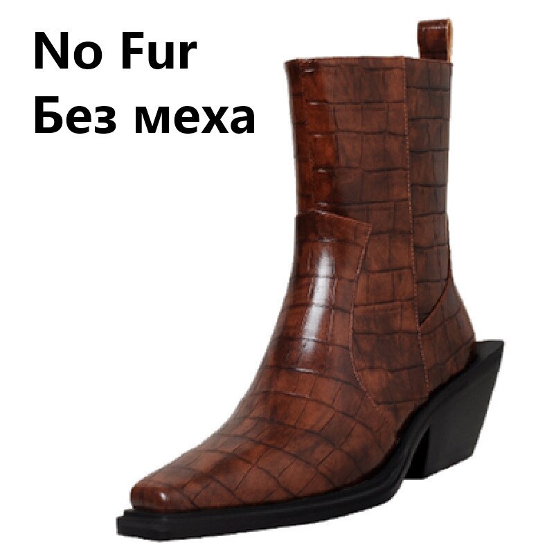 Cool Fashion Women Ankle Boots Square Toe Thick