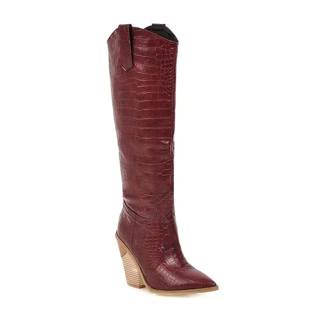 Fashion Knee High Boots Western Cowboy Boats for Women