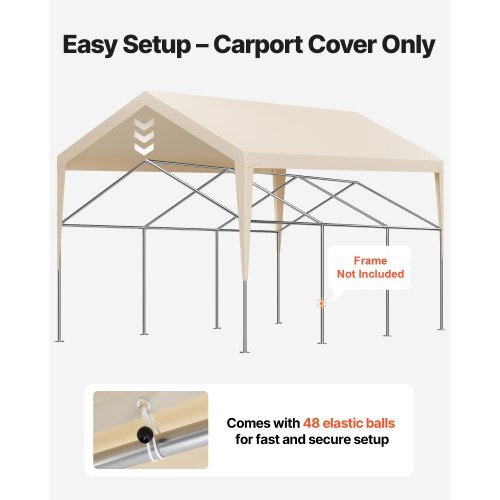 Carport Replacement Canopy, 12 x 20 ft Potable Garage Tent