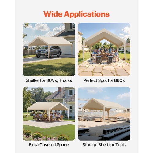 Carport Replacement Canopy, 12 x 20 ft Potable Garage Tent