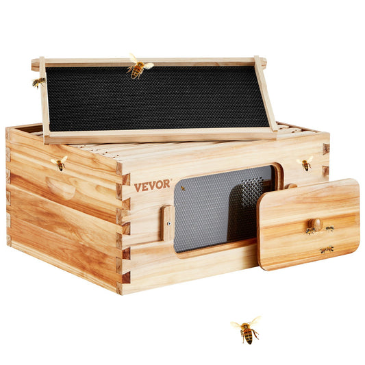 Bee Hive Deep Box Starter Kit, 100% Beeswax Coated Natural Fir Wood