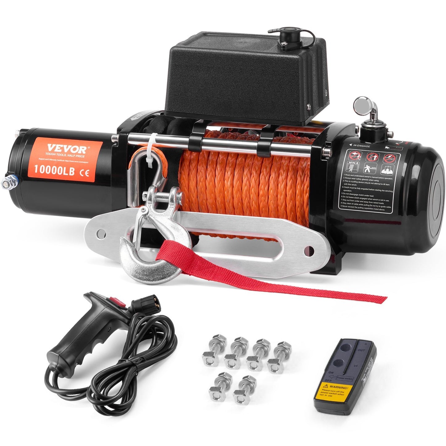 Electric Winch, 10,000 lb, 12V DC Truck Winch Set