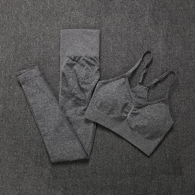 Women Seamless Solid Color Two Piece Sets