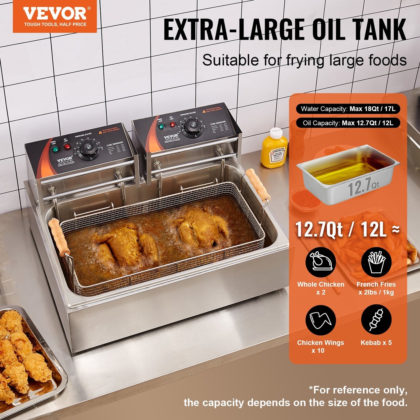 Commercial Deep Fryer, 3000W Electric Turkey Fryer