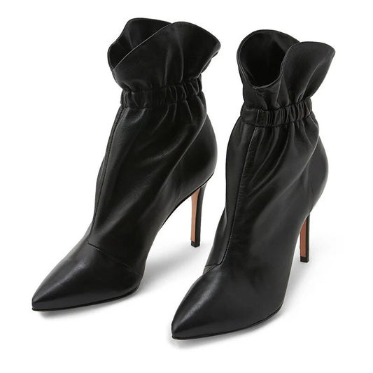 Fashion Retro Point Toe High Top Prom Dance Dress Shoes Elastic Ankle Boots