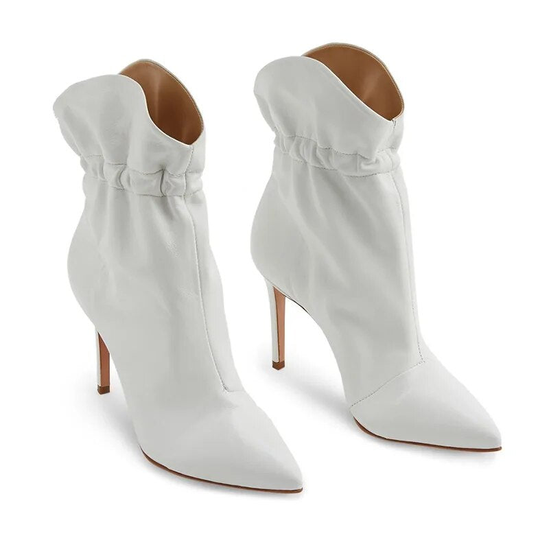 Fashion Retro Point Toe High Top Prom Dance Dress Shoes Elastic Ankle Boots