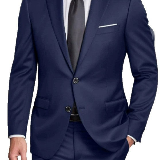 Formal Men's Suit Two-Piece Set with Double Buttons, Slim Fit, Solid Color, Wedding Tuxedo Jacket