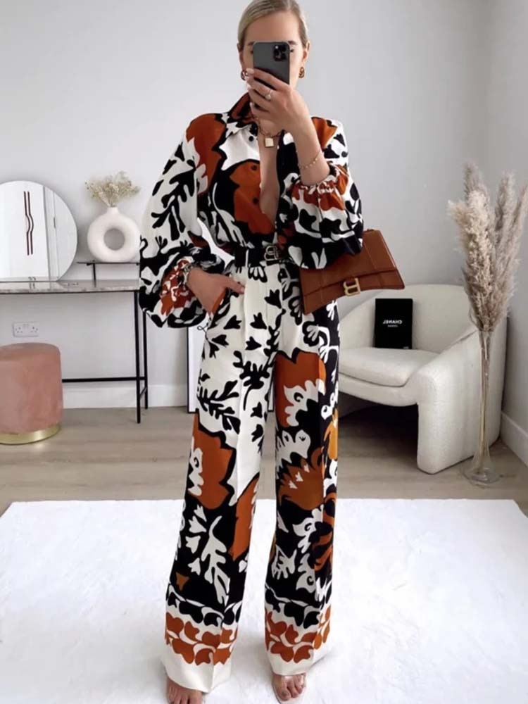 Pants Set Woman 2 Pieces Fashion Printed