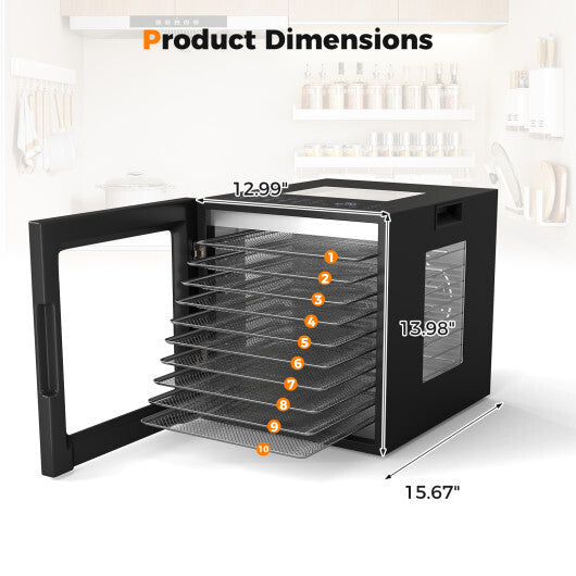 10 Stainless Steel Trays Dryer with 10 Presets-Black - Hillery's Products & Services
