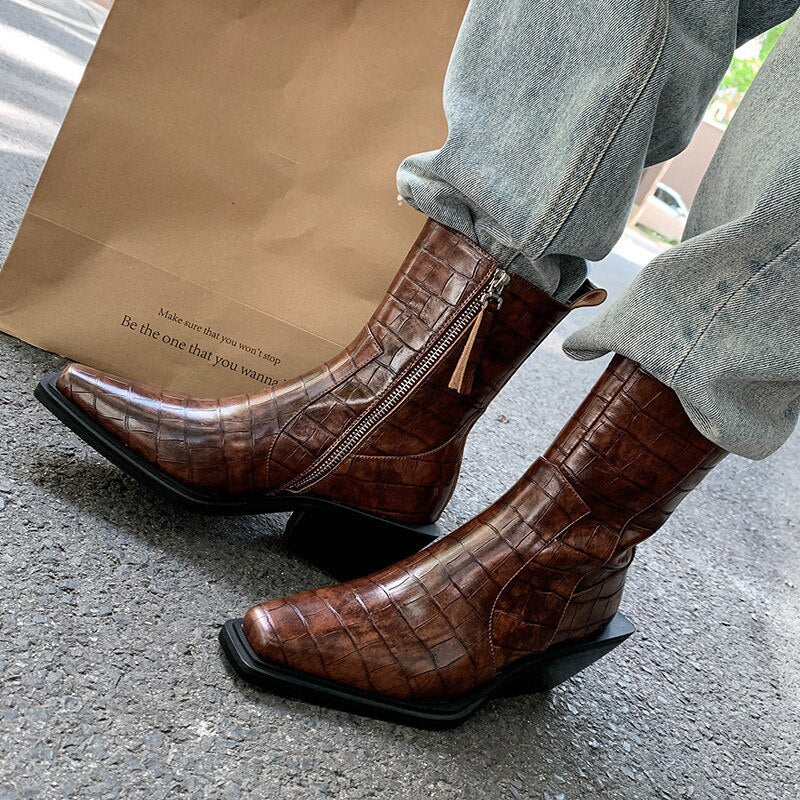 Cool Fashion Women Ankle Boots Square Toe Thick