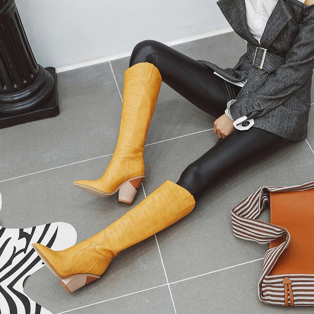 Fashion Knee High Boots Western Cowboy Boats for Women