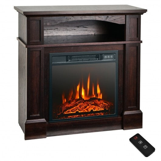 18 Inch 1400W Electric TV Stand Fireplace with Shelf