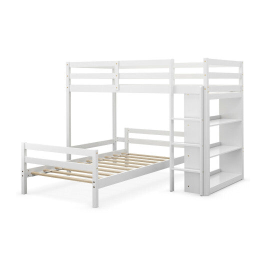 Twin Over Twin Loft Bunk Bed with Bookcase