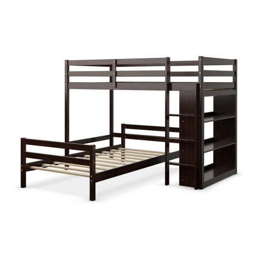 Twin Over Twin Loft Bunk Bed with Bookcase
