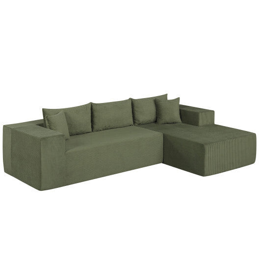 Modular Sectional Sofa Corduroy Upholstered L-shaped Sofa Couch with Deep Seats