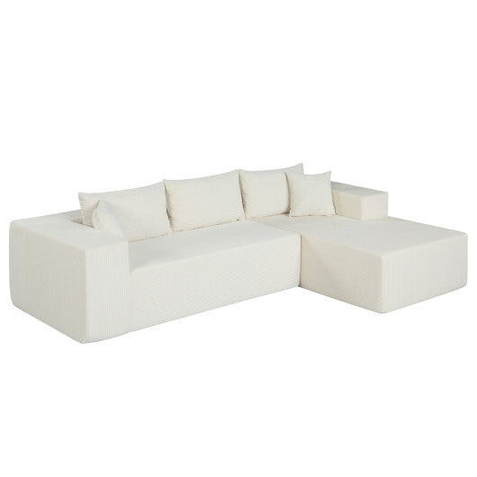 Modular Sectional Sofa Corduroy Upholstered L-shaped Sofa Couch with Deep Seats