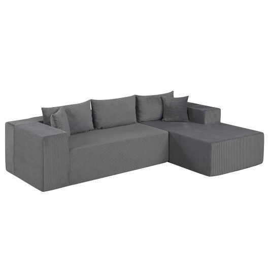 Modular Sectional Sofa Corduroy Upholstered L-shaped Sofa Couch with Deep Seats