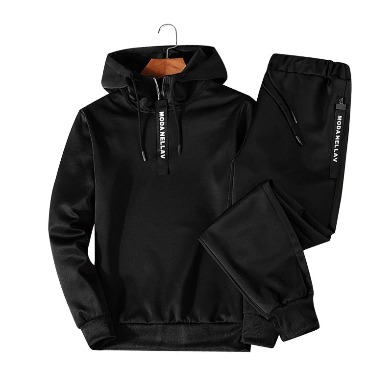 Sets Tracksuit Men Autumn Winter Hooded Sweatshirt Drawstring Set