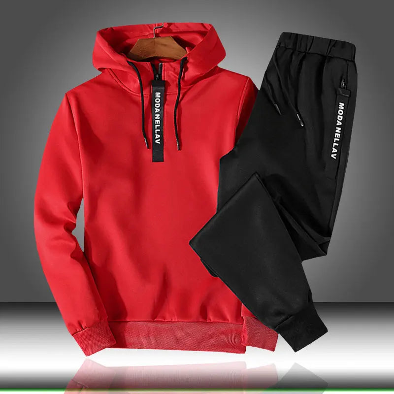 Sets Tracksuit Men Autumn Winter Hooded Sweatshirt Drawstring Set
