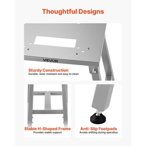 Electric Meat Bandsaw Stand, Floor Stand with Adjustable Height, Stable H-Shaped Frame, Anti-Slip Foot Pads, for Our Bone Saw Machine, Compatible with Models BS-130 & BS-250