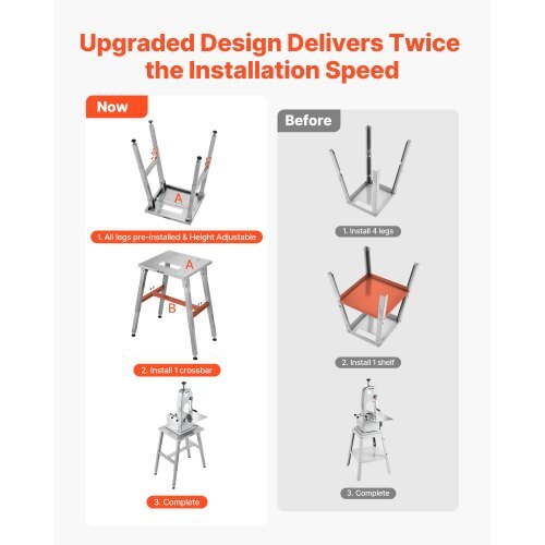 Electric Meat Bandsaw Stand, Floor Stand with Adjustable Height, Stable H-Shaped Frame, Anti-Slip Foot Pads, for Our Bone Saw Machine, Compatible with Models BS-130 & BS-250