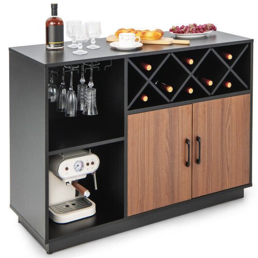 Industrial Sideboard Cabinet with Removable Wine Rack and Glass Holder - Hillery's Products & Services
