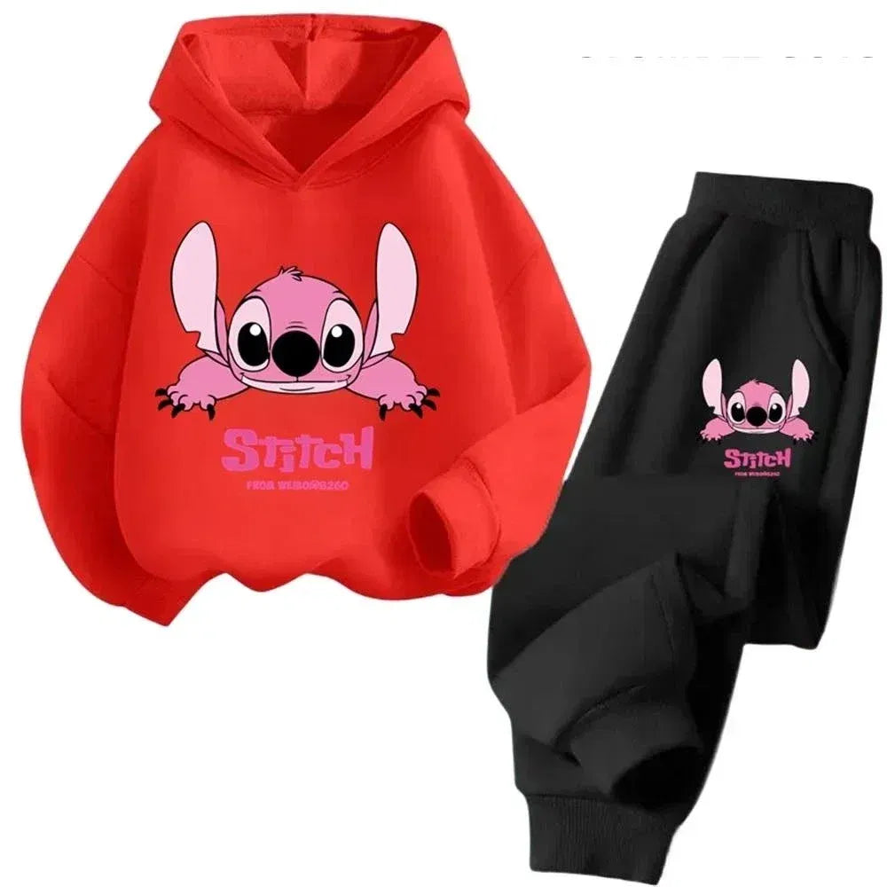 Pink, Kid Size: 6 - Children Hoodies Stitch Kawaii Fashion Pullover Sweatshirt Anime Truck suit Manga Cartoons Girls Boy Kids Autumn Casual Clothes