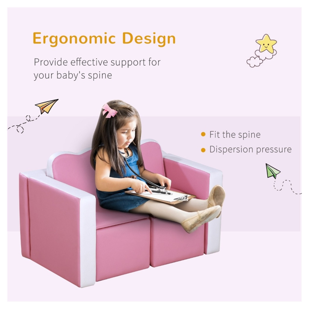 Kids 2-in-1  Sofa Sets-Pink