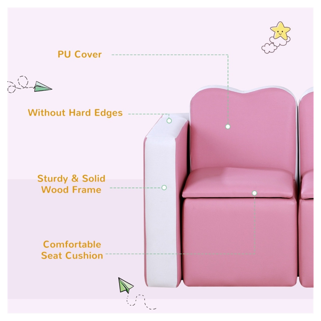 Kids 2-in-1  Sofa Sets-Pink