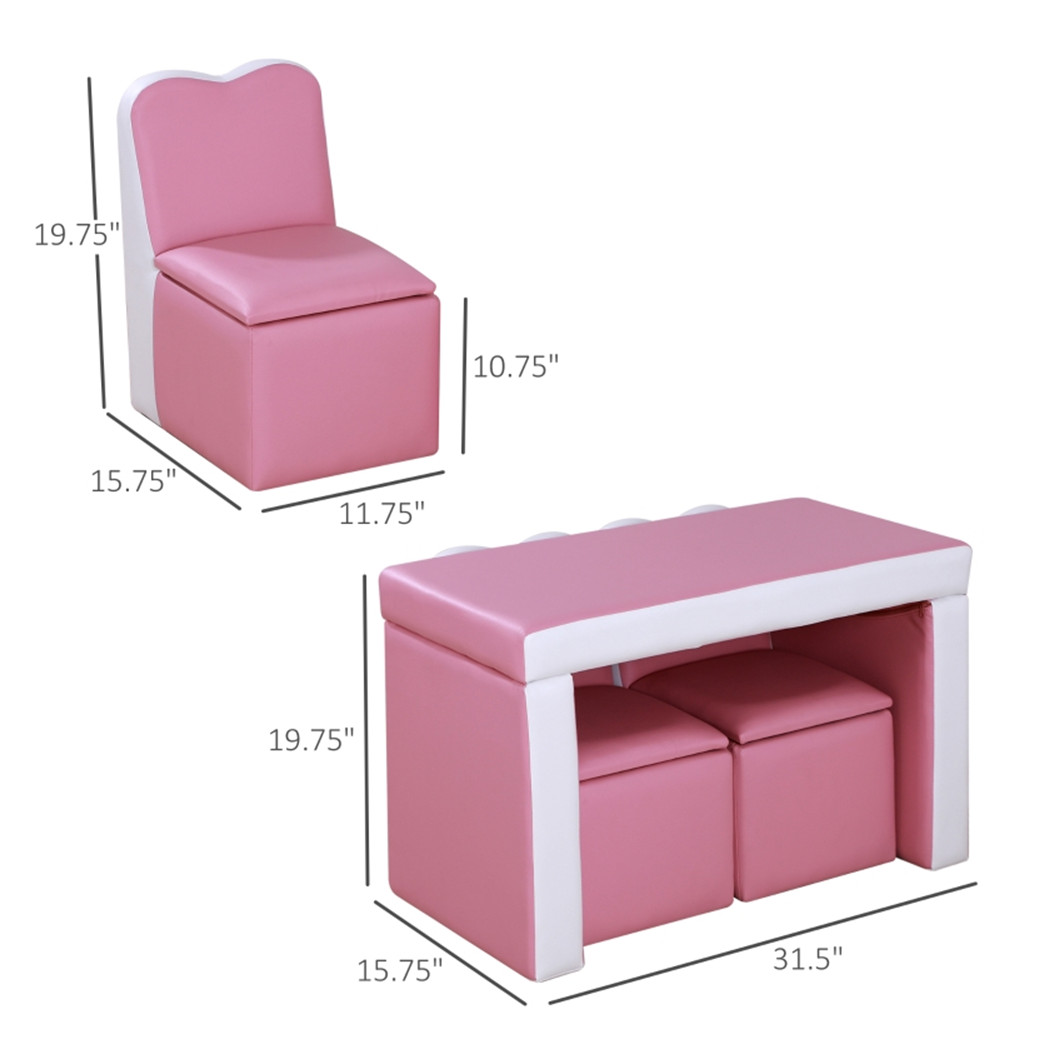 Kids 2-in-1  Sofa Sets-Pink