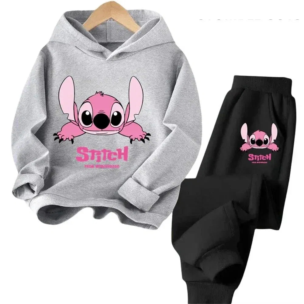 Pink, Kid Size: 6 - Children Hoodies Stitch Kawaii Fashion Pullover Sweatshirt Anime Truck suit Manga Cartoons Girls Boy Kids Autumn Casual Clothes