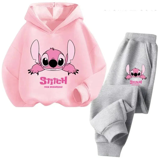 Pink, Kid Size: 6 - Children Hoodies Stitch Kawaii Fashion Pullover Sweatshirt Anime Truck suit Manga Cartoons Girls Boy Kids Autumn Casual Clothes