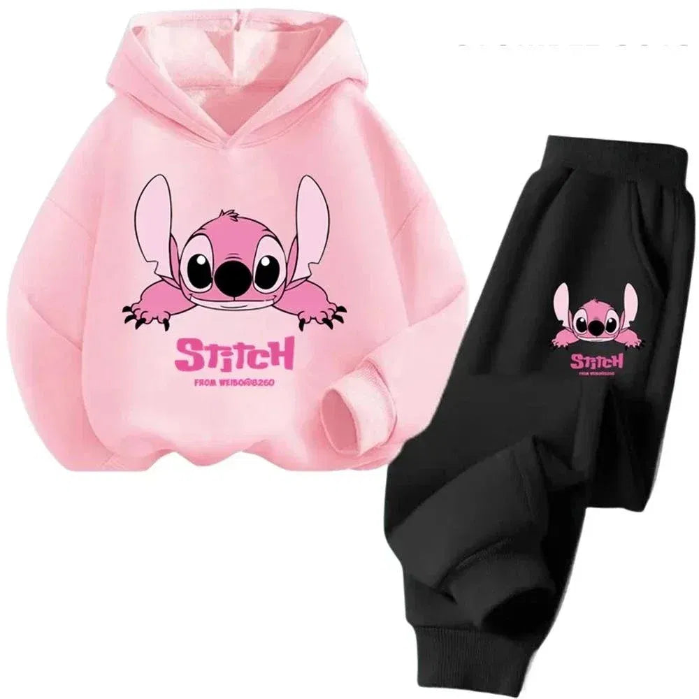 Pink, Kid Size: 6 - Children Hoodies Stitch Kawaii Fashion Pullover Sweatshirt Anime Truck suit Manga Cartoons Girls Boy Kids Autumn Casual Clothes