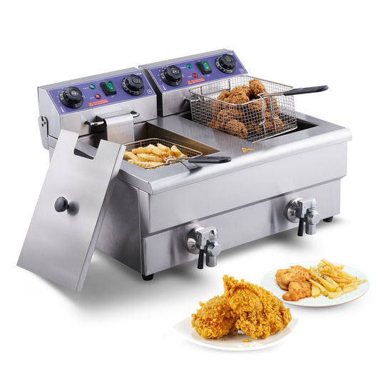 VEVOR Commercial Electric Deep Fryer Countertop Deep Fryer with Dual Tanks 3000W - Hillery's Products & Services