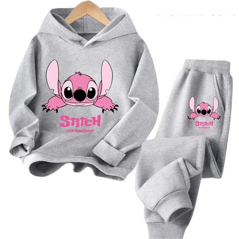 Pink, Kid Size: 6 - Children Hoodies Stitch Kawaii Fashion Pullover Sweatshirt Anime Truck suit Manga Cartoons Girls Boy Kids Autumn Casual Clothes
