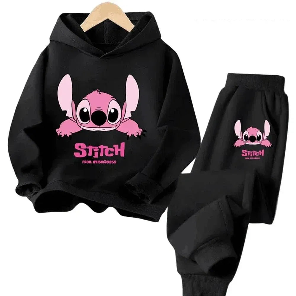 Pink, Kid Size: 6 - Children Hoodies Stitch Kawaii Fashion Pullover Sweatshirt Anime Truck suit Manga Cartoons Girls Boy Kids Autumn Casual Clothes