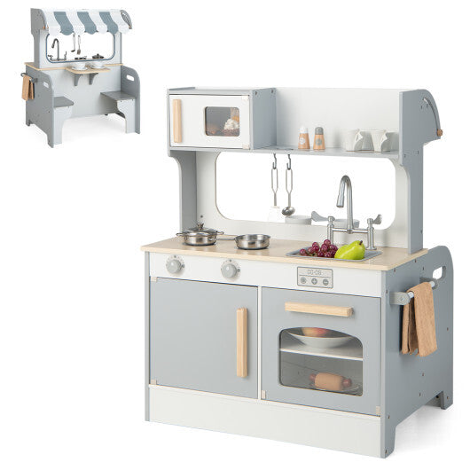 Double Sided Kids Pretend Kitchen Playset