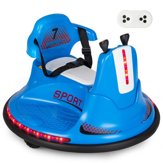 12V Kids Ride On Bumper Car with Remote Control Lights and Music-Blue - Hillery's Products & Services